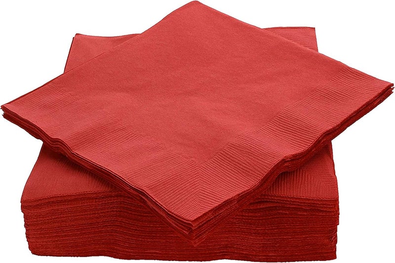 Amcrate Big Party Pack 40 Count Red Dinner Napkins Tableware- Ideal for Wedding, Party, Birthday, Dinner, Lunch, Cocktails. (7” x 7”) - Image 1